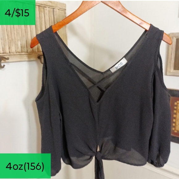 Mod cropped cold shoulder blouse - Picture 1 of 6